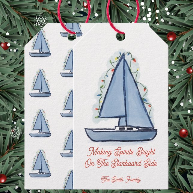 Segelboot-Weihnachtskarte Geschenkanhänger (Von Creator hochgeladen)
