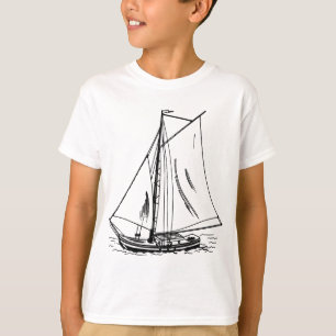 Segelboot-Zeichnen Vintag T-Shirt