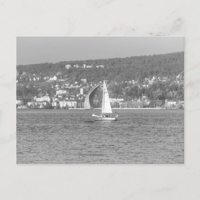 Segelboot Zürichsee Feiertagspostkarte (Vorderseite)