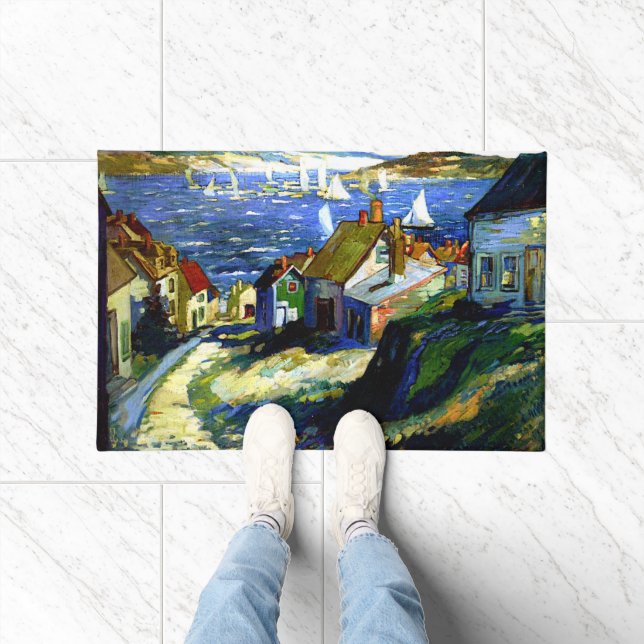 Segelboote am Hafen, Kunstmalerei Fußmatte (Indoor)