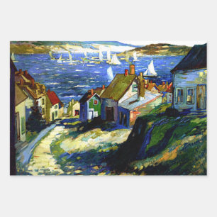 Segelboote am Hafen, Kunstmalerei Geschenkpapier Set