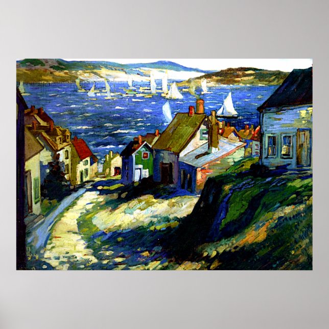 Segelboote am Hafen, Kunstmalerei Poster (Vorne)