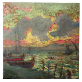 Segelboote an der Küste (von Kimon Loghi) Fliese