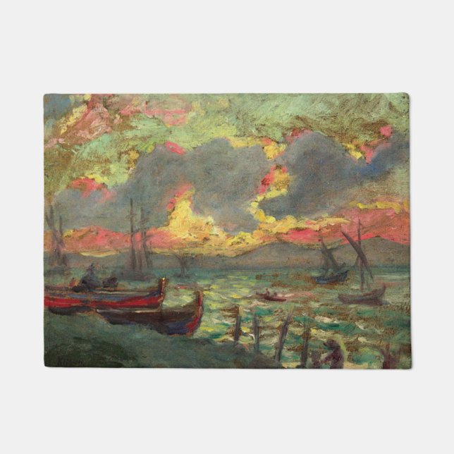 Segelboote an der Küste (von Kimon Loghi) Fußmatte (Vorderseite)