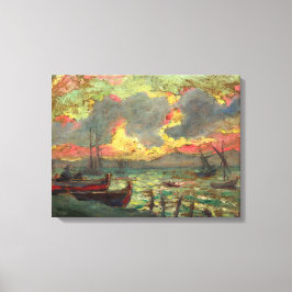 Segelboote an der Küste (von Kimon Loghi) Leinwanddruck