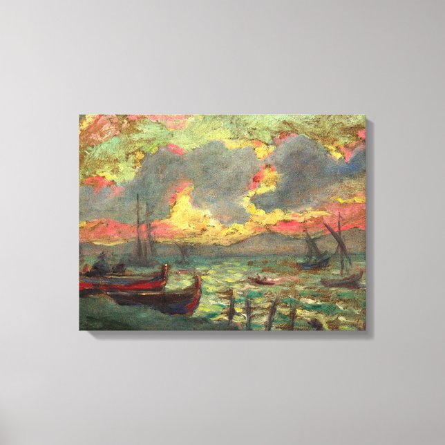 Segelboote an der Küste (von Kimon Loghi) Leinwanddruck (Vorderseite)