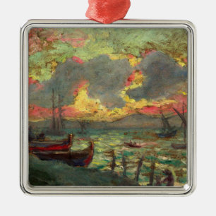 Segelboote an der Küste (von Kimon Loghi) Ornament Aus Metall