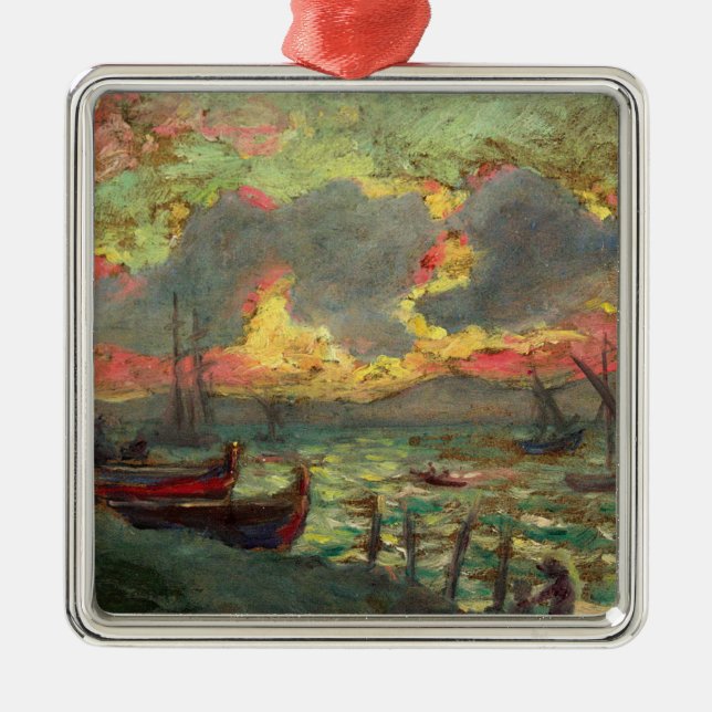 Segelboote an der Küste (von Kimon Loghi) Ornament Aus Metall (Vorne)