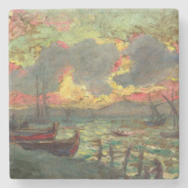 Segelboote an der Küste (von Kimon Loghi) Steinuntersetzer