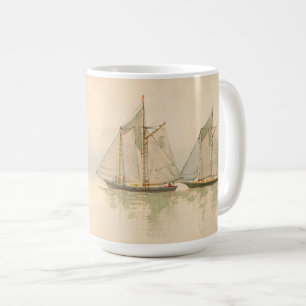 Segelboote an Sea Nautical Art von Louis Prang & C Kaffeetasse
