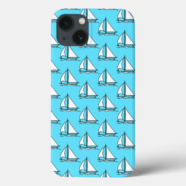 Segelboote auf Blaumeer-Muster Case-Mate iPhone Hülle (Rückseite)
