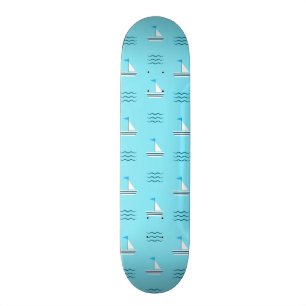 Segelboote auf dem blauen Seemuster Skateboard