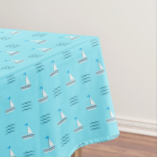 Segelboote auf dem blauen Seemuster Tischdecke