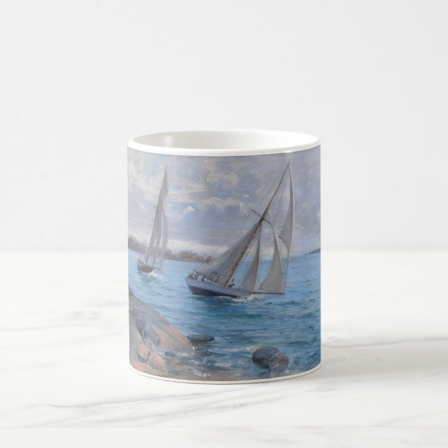 Segelboote auf dem Fluss Kaffeetasse (Mittel)