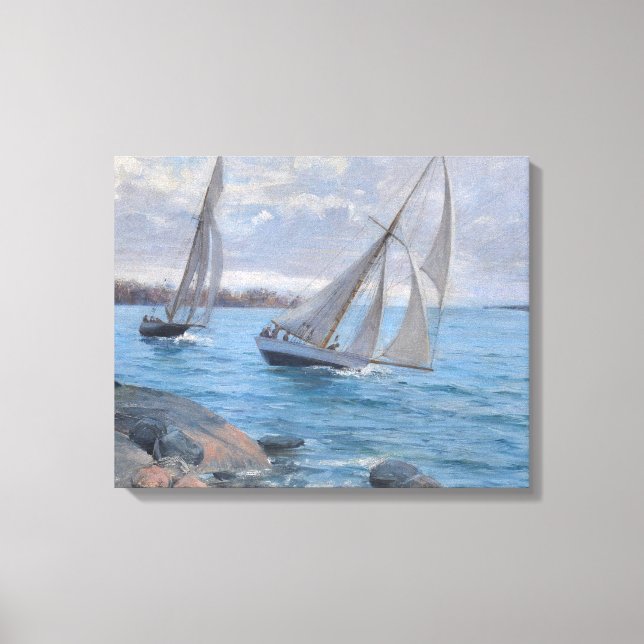 Segelboote auf dem Fluss Leinwanddruck (Vorderseite)