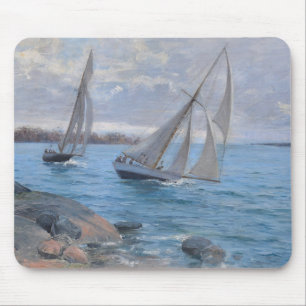 Segelboote auf dem Fluss Mousepad