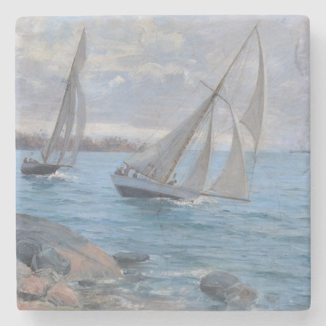 Segelboote auf dem Fluss Steinuntersetzer (Vorderseite)