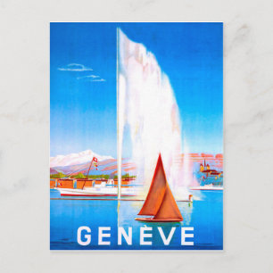 Segelboote auf dem Genfersee, Schweiz, Vintage Postkarte