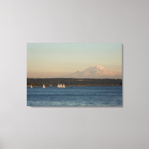 Segelboote auf dem Lake Washington, mit Mercer Isl Leinwanddruck