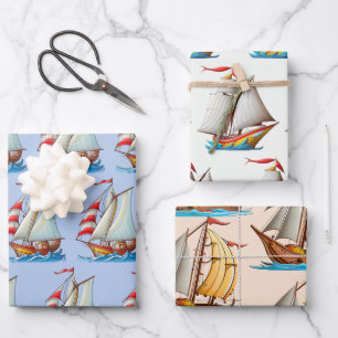 Segelboote auf dem Meer Geschenkpapier Set