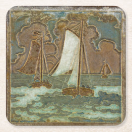 Segelboote auf dem Meer Vintage Kunst des nautisch Rechteckiger Pappuntersetzer