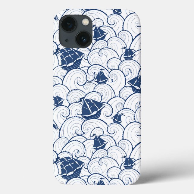 Segelboote auf dem Meeresmuster Case-Mate iPhone Hülle (Rückseite)
