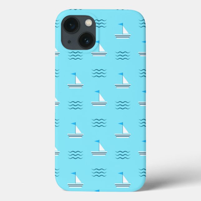 Segelboote auf dem Muster "Blaues Meer" Case-Mate iPhone Hülle (Rückseite)