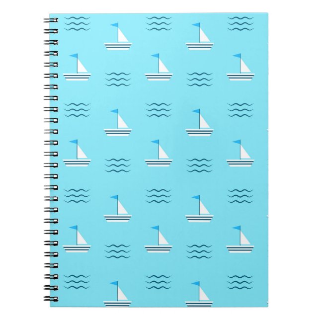 Segelboote auf dem Muster "Blaues Meer" Notizblock (Vorderseite)