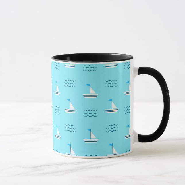 Segelboote auf dem Muster "Blaues Meer" Tasse (Rechts)