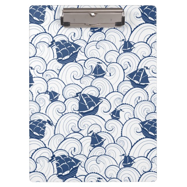 Segelboote auf dem Seemuster Klemmbrett (Vorderseite)