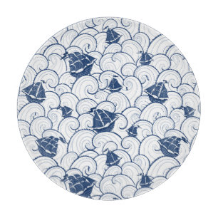 Segelboote auf dem Seemuster Schneidebrett