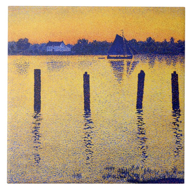 Segelboote auf der Schelde (Belgien) Fliese (Vorderseite)