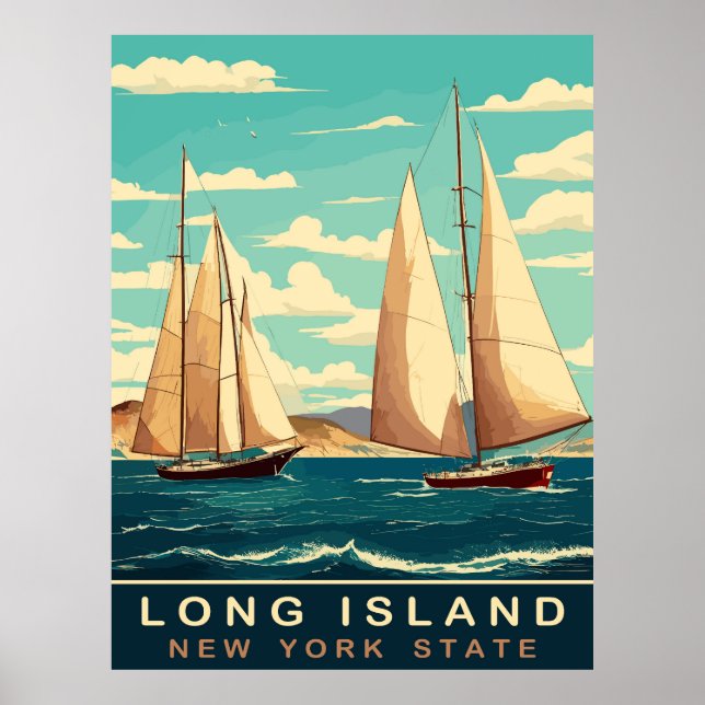 Segelboote auf Long Island, NY, Travel Poster (Vorne)