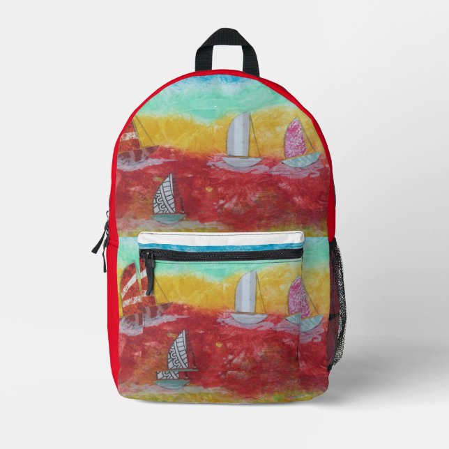 Segelboote Bedruckter Rucksack (Vorderseite)