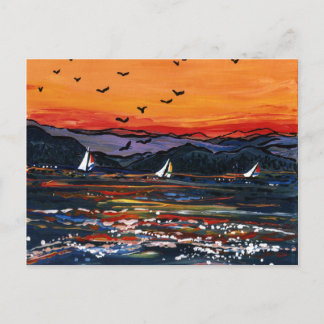 Segelboote bei Sunset Postkarte