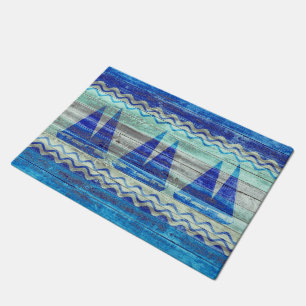 Segelboote der Rustikalen Navy Blue Coastal Fußmatte