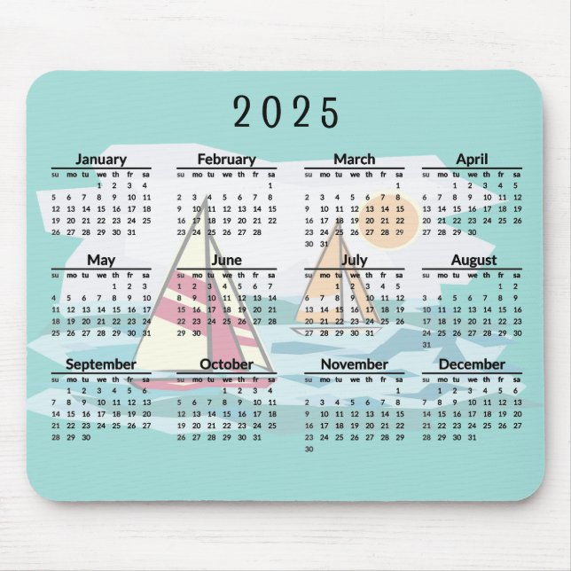 Segelboote Design 2025 Kalender Maus Pad Mousepad (Vorne)