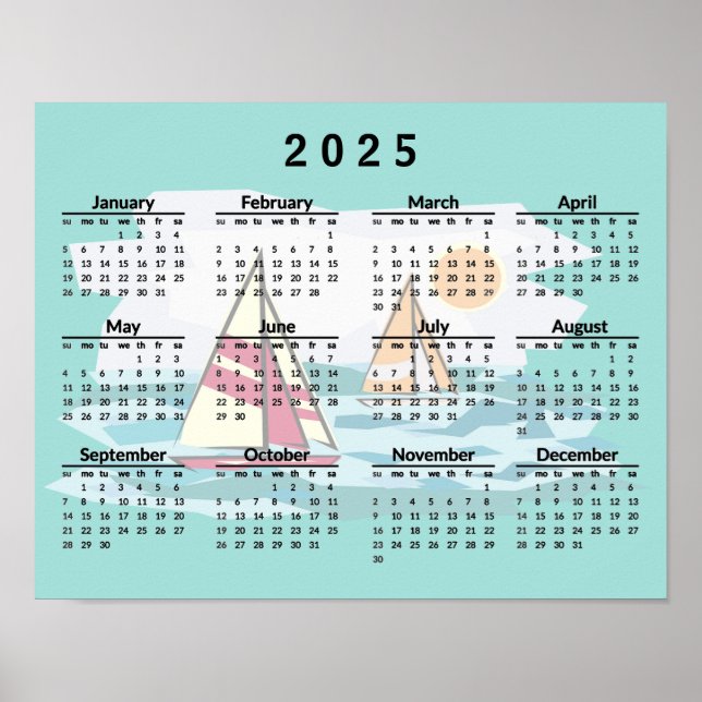 Segelboote Design 2025 Kalender Poster (Vorne)