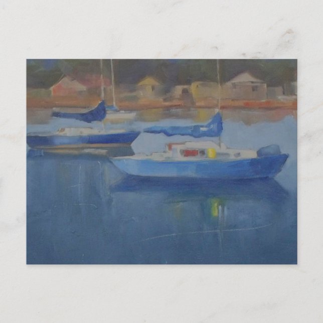 Segelboote im blauen Hafen Postkarte (Vorderseite)