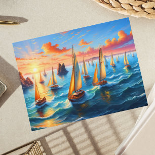 Segelboote im friedlichen Sonnenuntergangs-Himmel- Postkarte