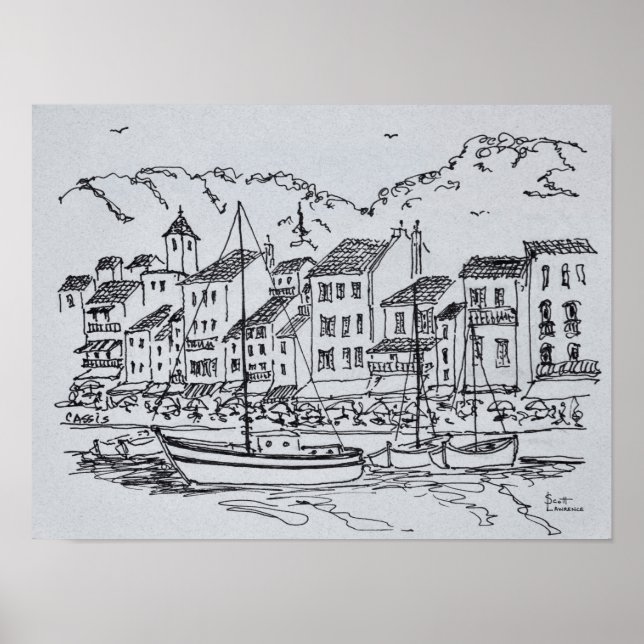 Segelboote im Hafen | Cassis, Frankreich Poster (Vorne)