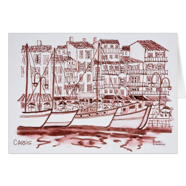 Segelboote im Hafen verankert| Cassis, Frankreich (Vorderseite (Horizontal))