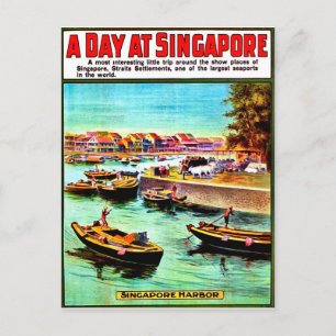 Segelboote im Hafen von Singapur, Vintage-Reise Postkarte