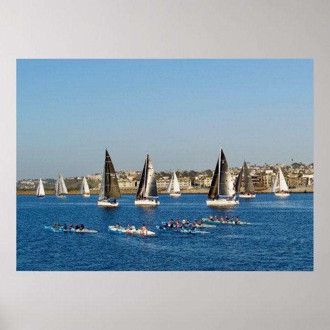 Segelboote im Kanal. Marina Del Rey, CA Poster (Vorne)