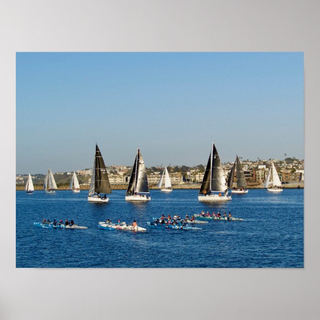 Segelboote im Kanal. Marina Del Rey, CA Poster (Vorne)
