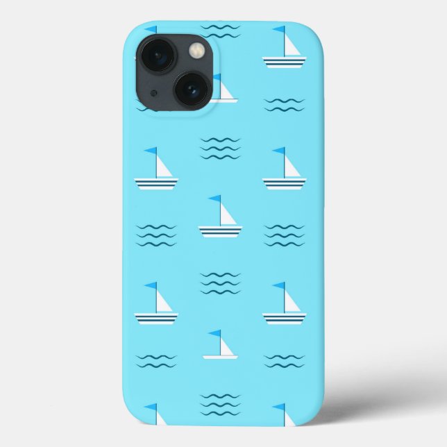 Segelboote im Muster des Blauen Meeres Case-Mate iPhone Hülle (Rückseite)