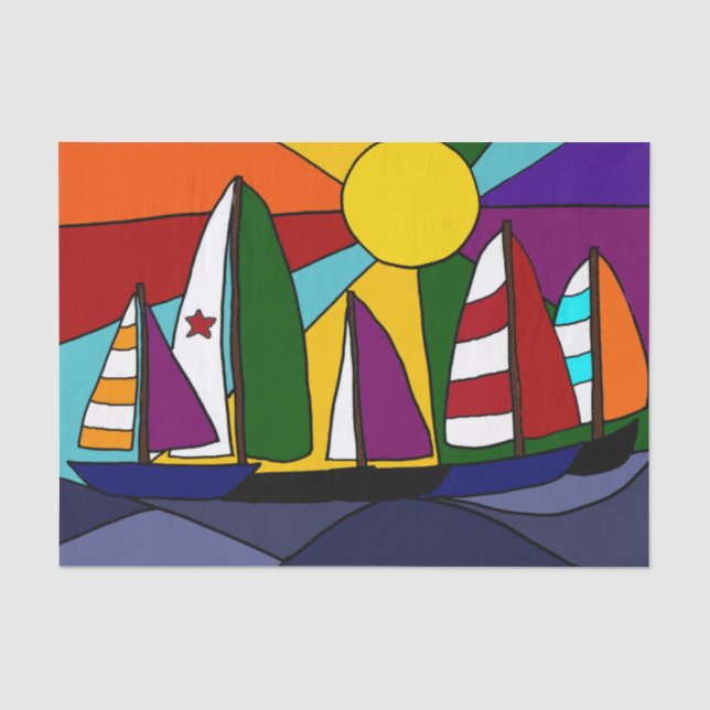 Segelboote im Sun-Seidenpapier Seidenpapier (Vorderseite)
