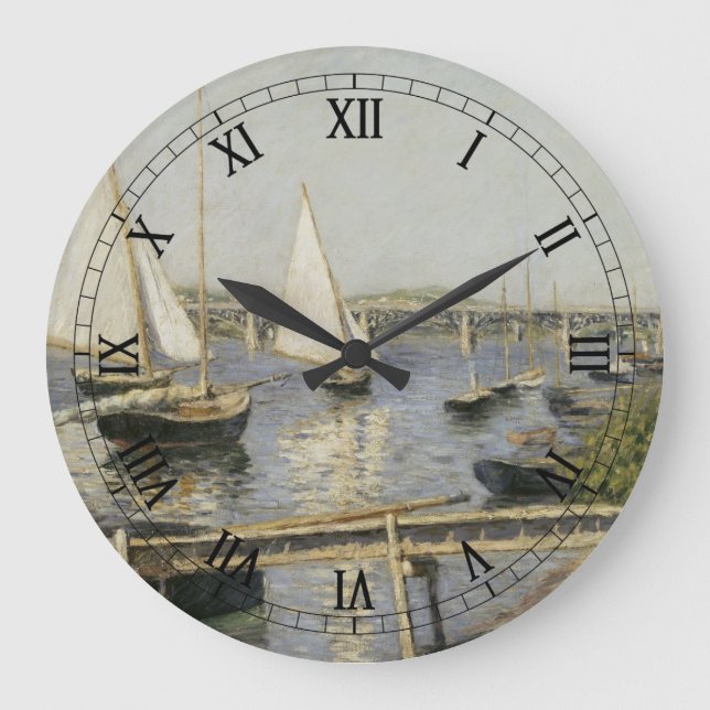 Segelboote in Argenteuil von Gustave Caillebotte Große Wanduhr (Vorderseite)