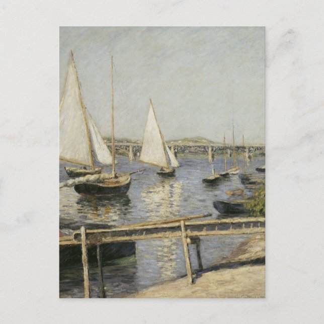 Segelboote in Argenteuil von Gustave Caillebotte Postkarte (Vorderseite)