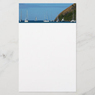 Segelboote in der Bucht Weißes und Blaues Wassersc Briefpapier